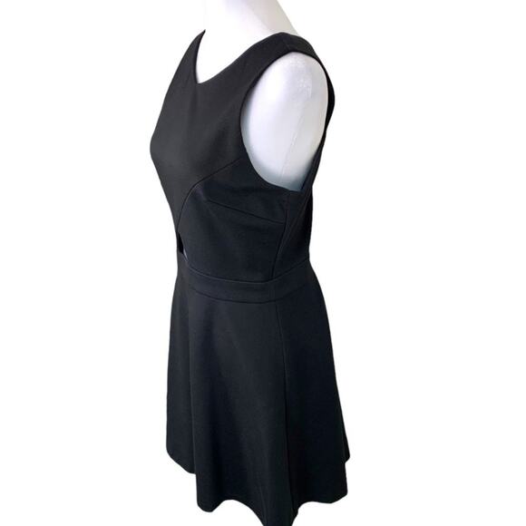 CeCe Womens Sz 4 Black Sleeveless Ponte Skater Dress with Midi Cutout - Picture 8 of 11